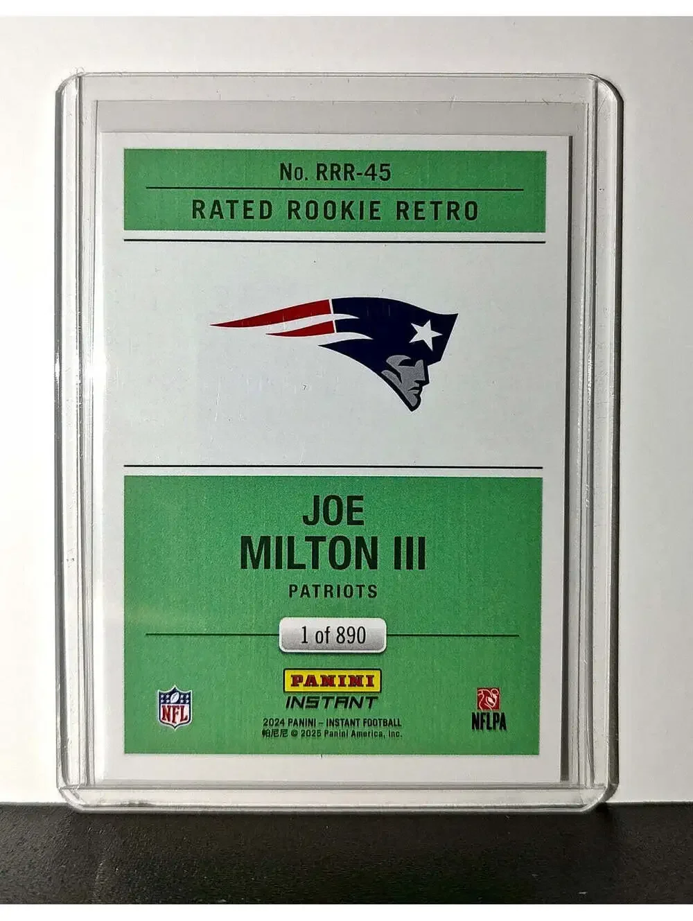 Joe Milton III Rookie 2024 Panini Rated Rookie Retro NFL #45 Patriots 1 of 890